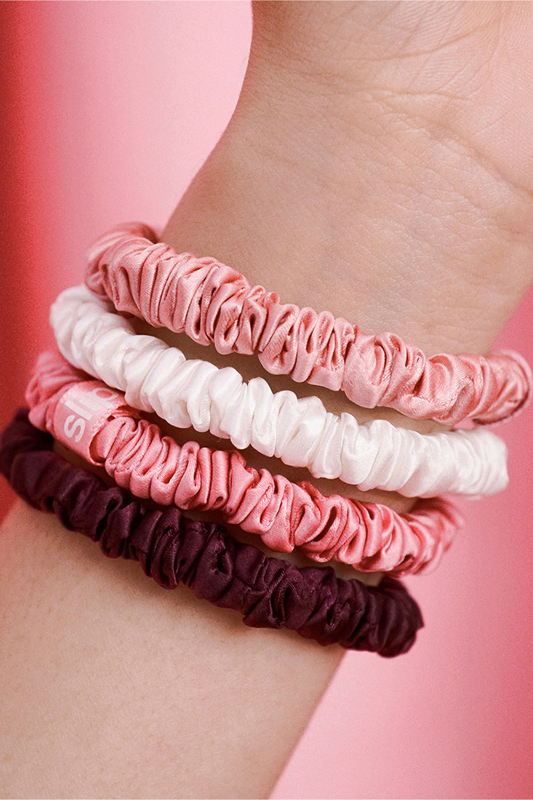 مجموعة ربطات شعر كاندي كين حرير رفيعة في عبوة بتصميم زينة لشجرة الكريسماس، 4 قطع