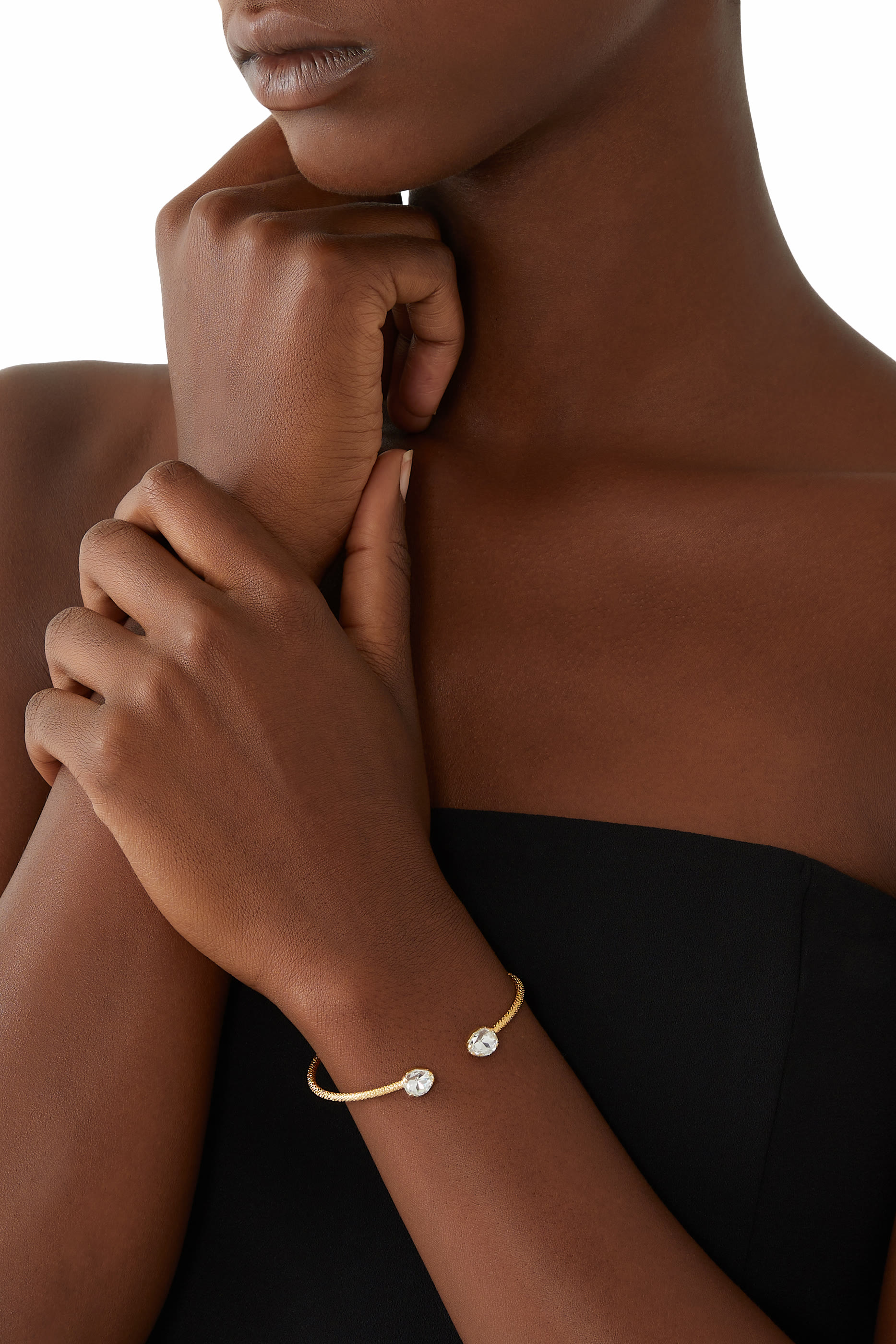 سوار كارلوتا صغير مرصع بالكريستال مطلي بالذهب عيار 18