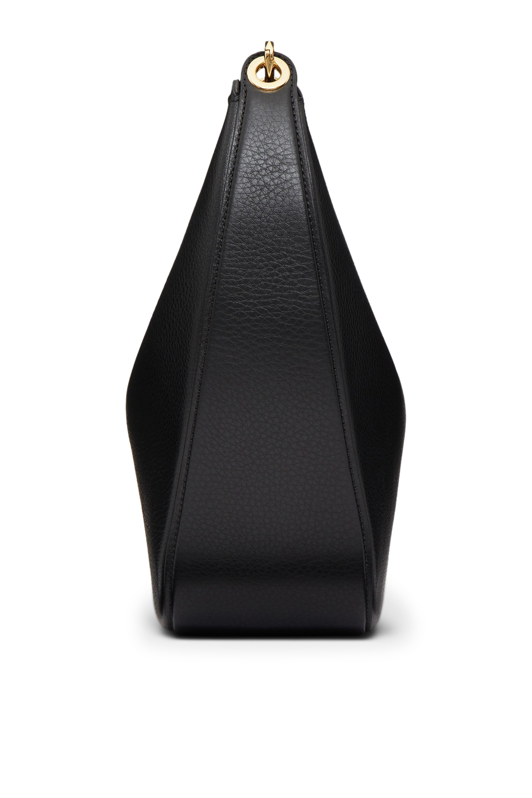 حقيبة كتف متوسطة بتصميم مقوس وحلية شعار V