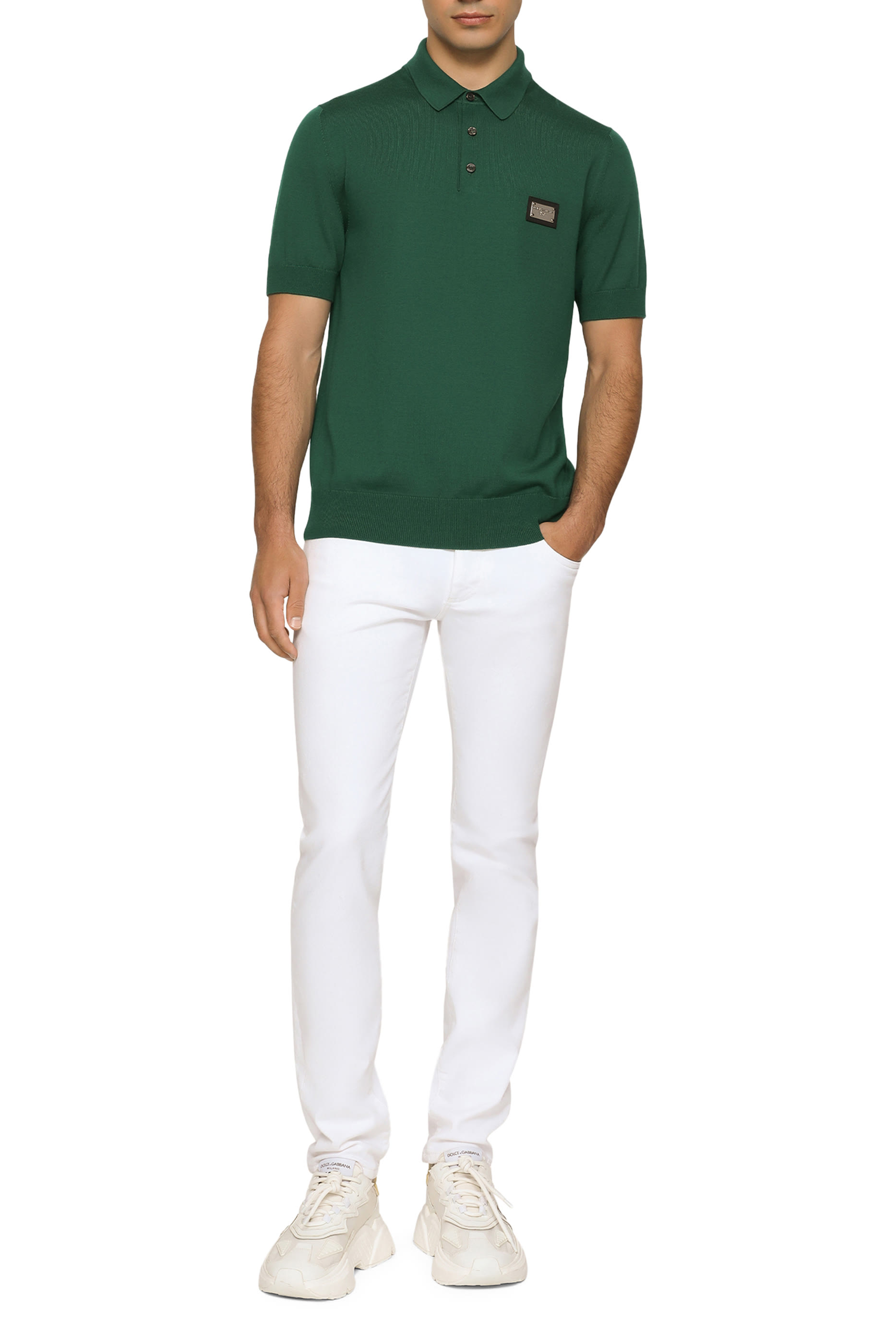 قميص بولو برقعة شعار الماركة صوف