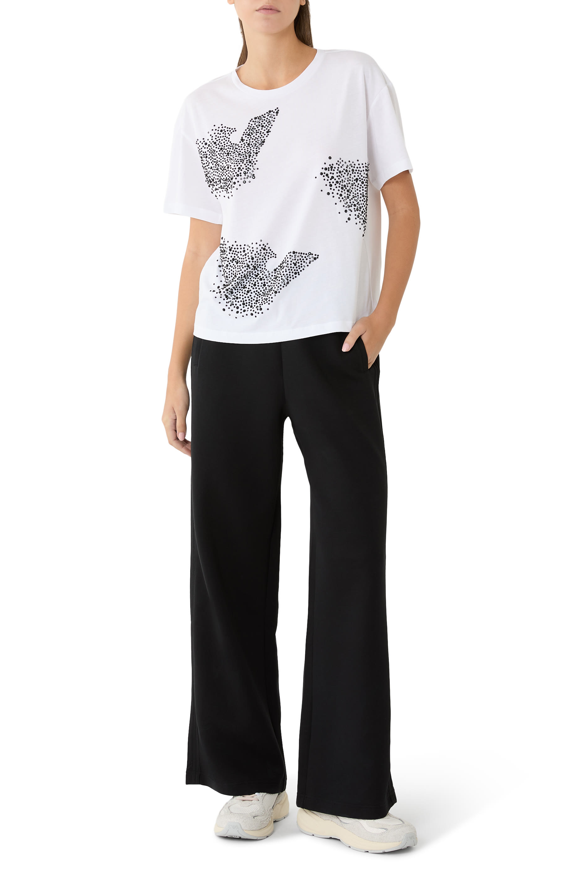 Rhinestone Eagle Logo Jersey T-Shirt