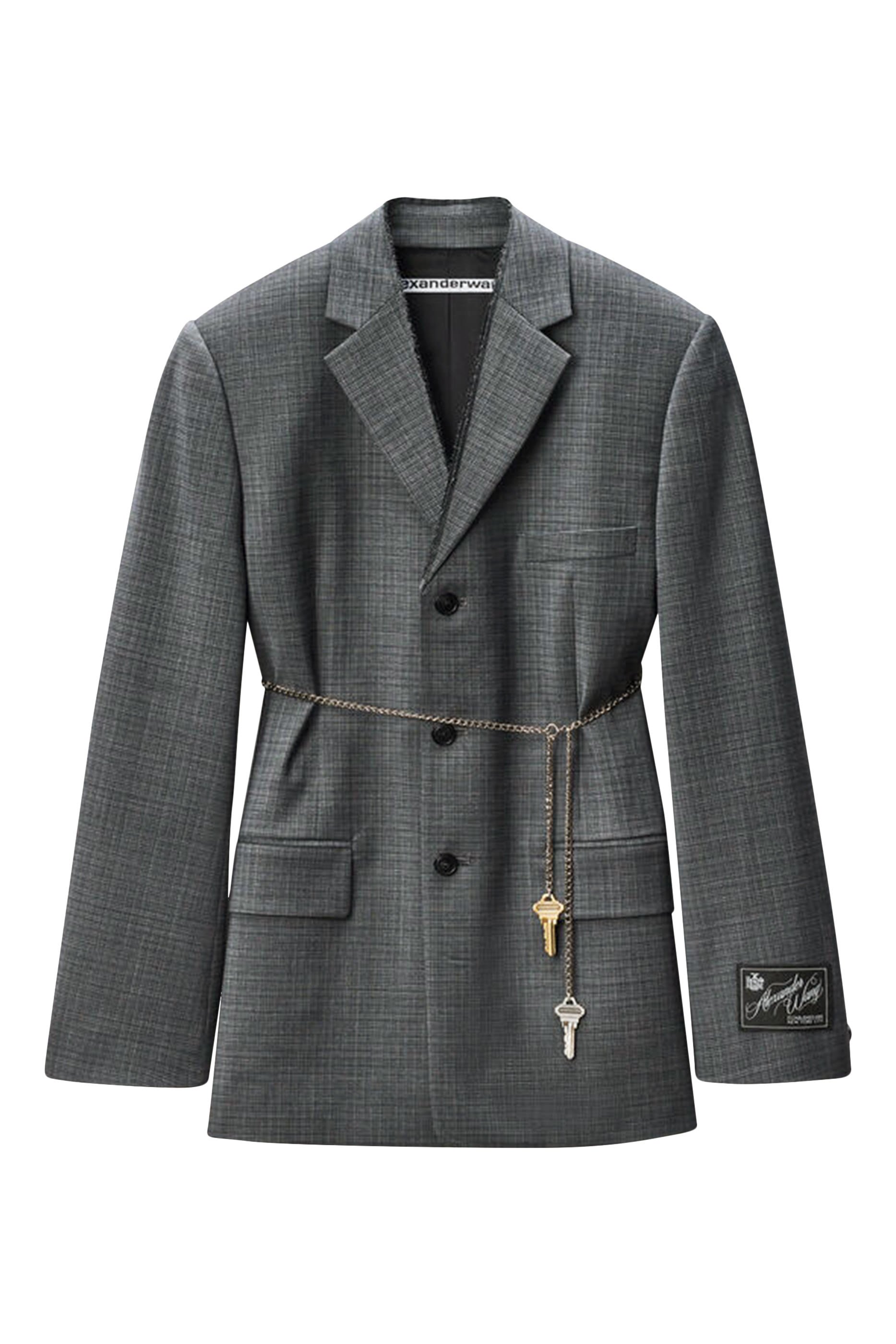 بليزر بحافة منسلة مزيج صوف