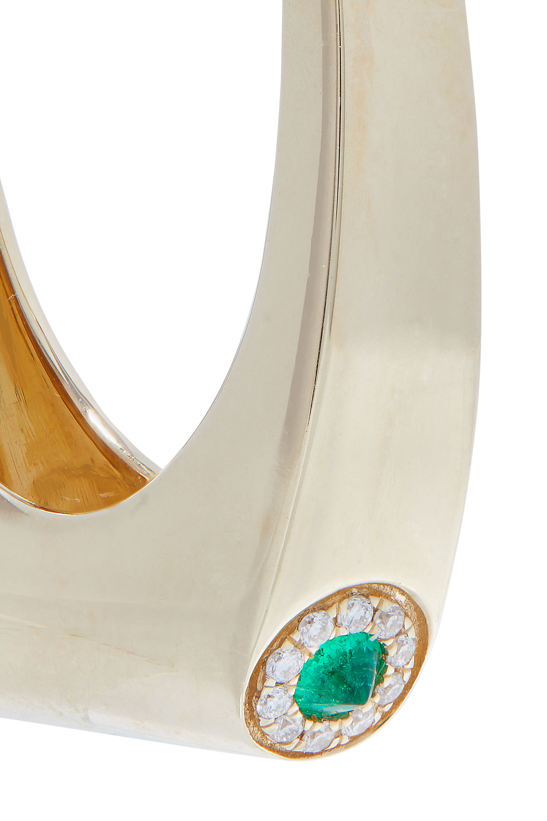 قرط واحد نانو غرايس مرصع بالماس والزمرد ذهب أصفر عيار 14