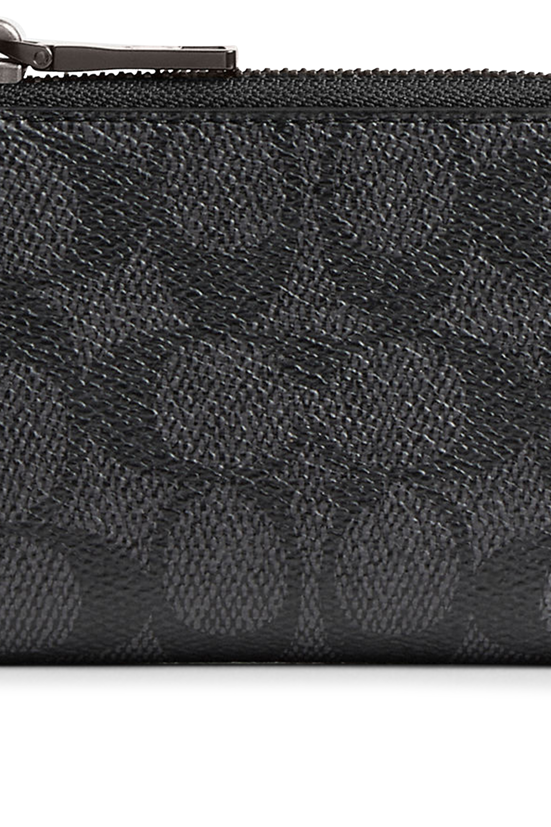 حافظة مفاتيح بفتحة حرف L وسحاب قماش قنب بشعار الماركة