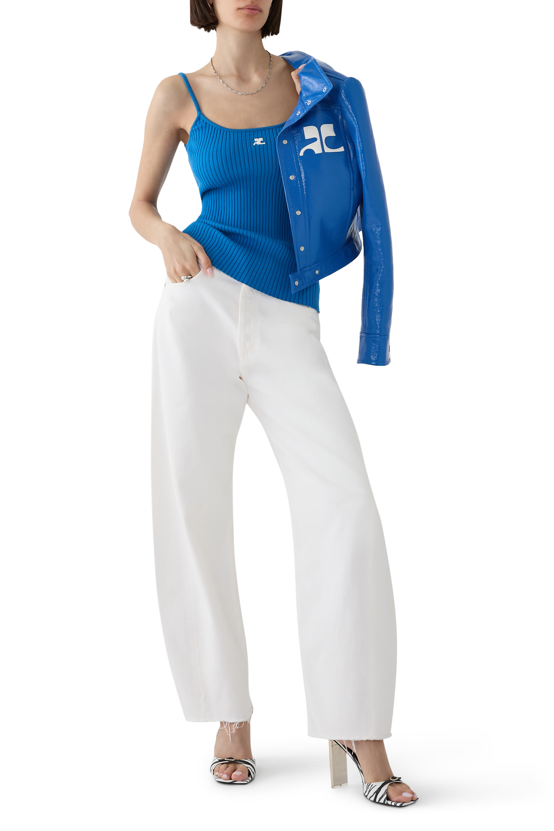 بلوزة ريديشن بلا أكمام نسيج مضلع