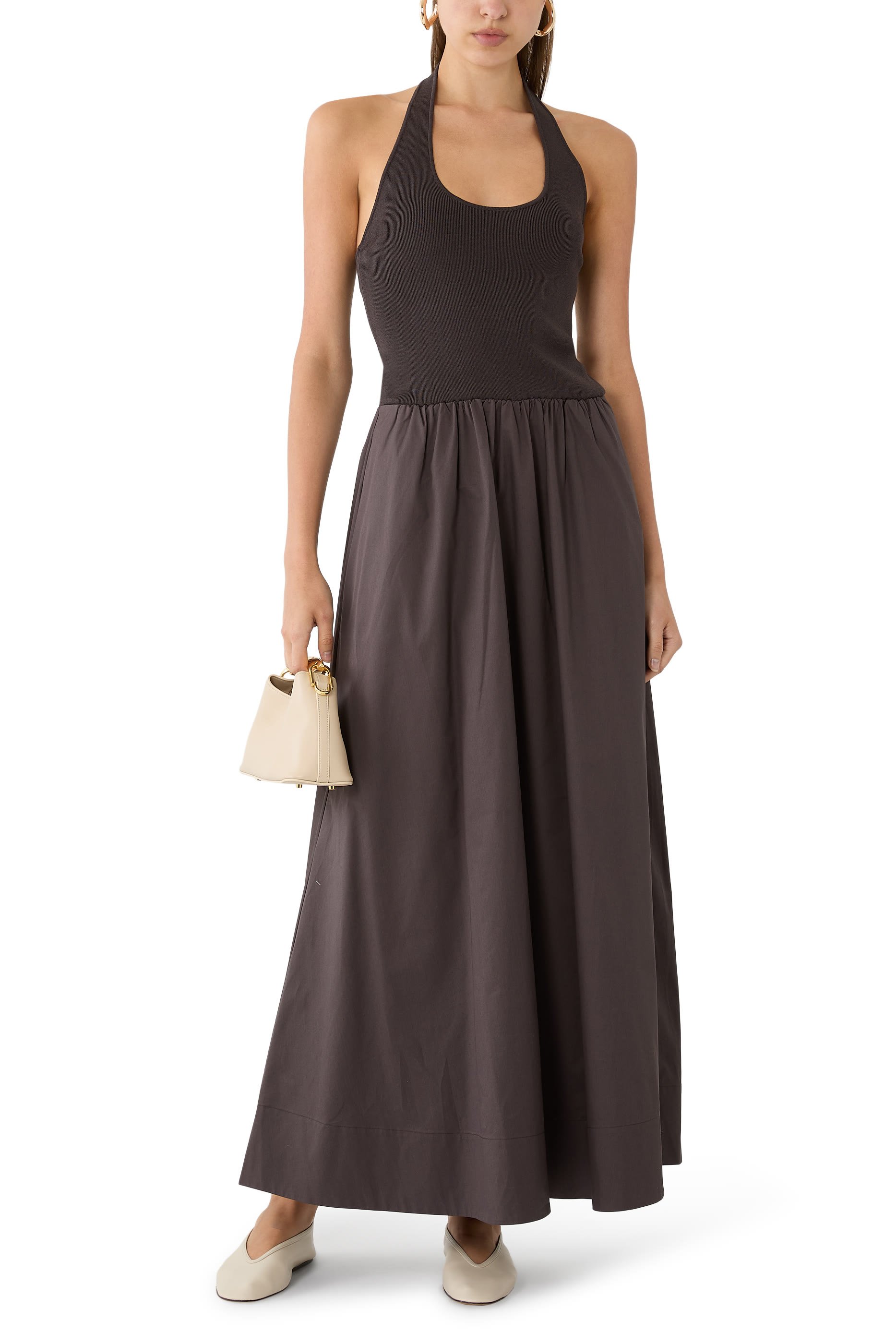 فستان برباط حول الرقبة مزين بكشكش